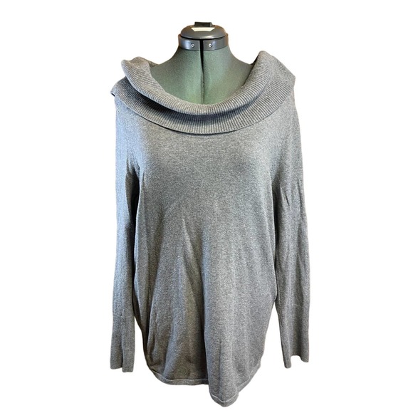 Chico's Tops - Zenergy By Chicos Sz 2 (12) Gray Cowl Neck Pullover Sweater Side Zippers
